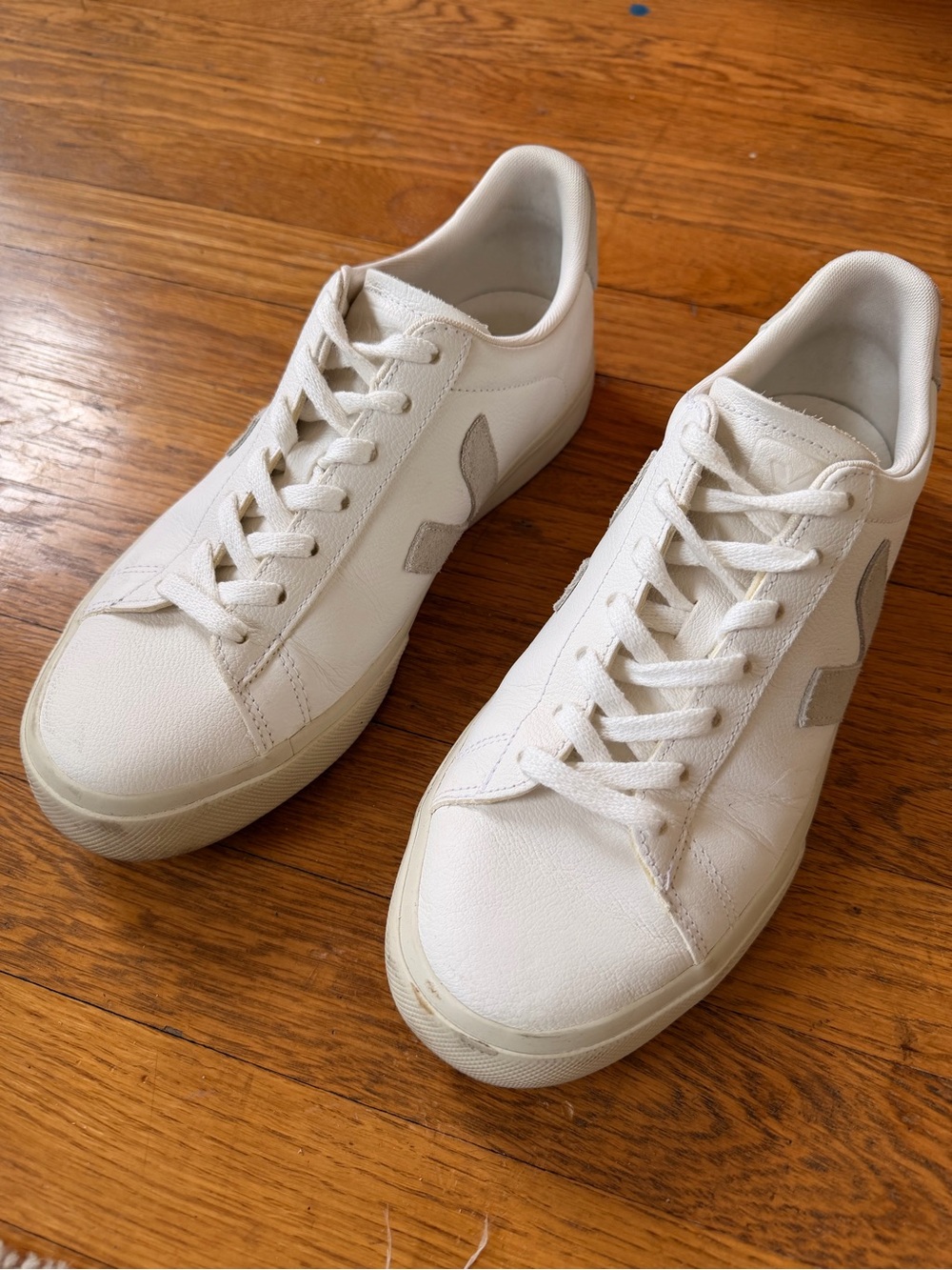 Veja Campo Leather Men's Sneakers in Extra White/Natural Suede